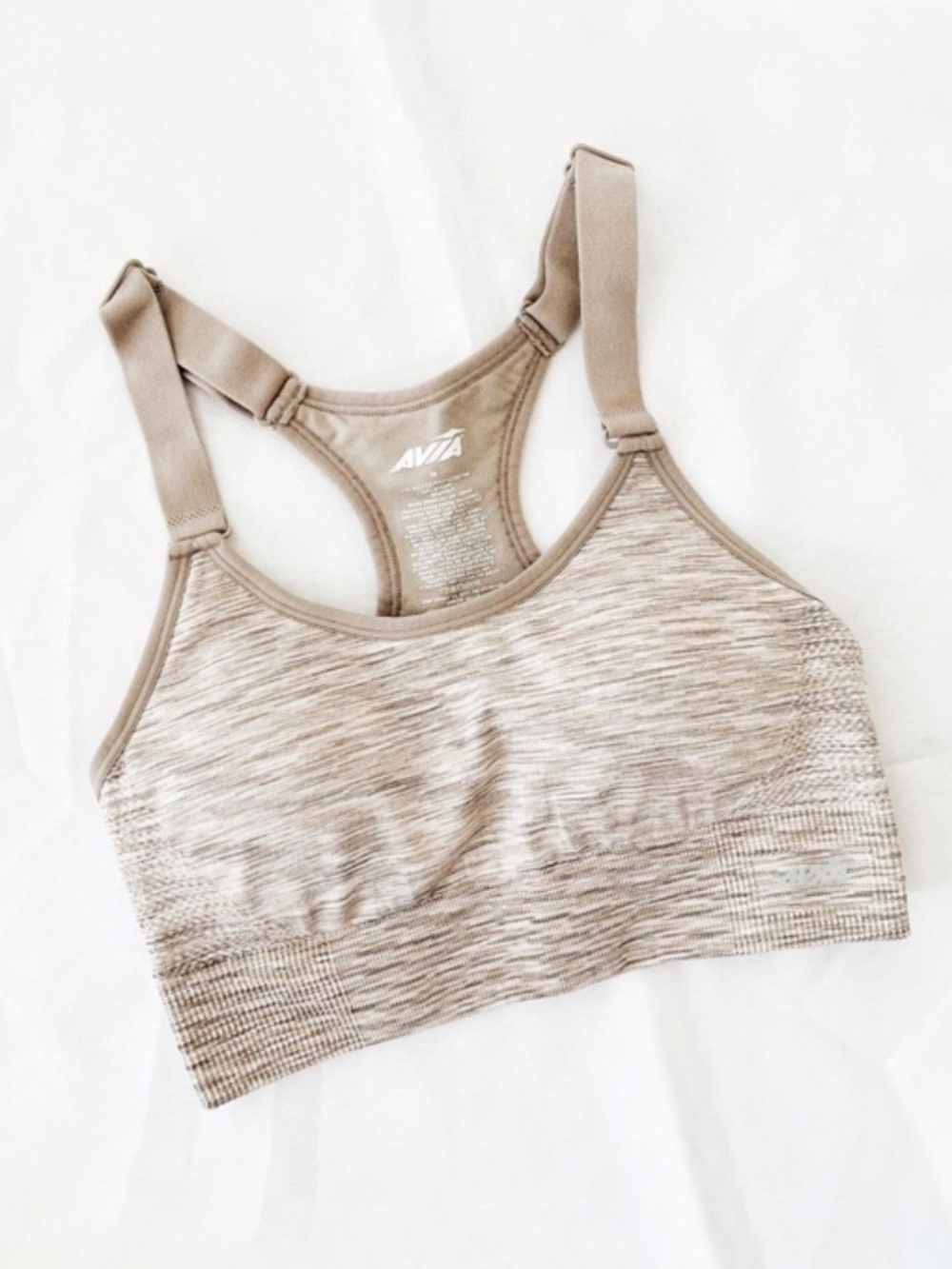 Avia low impact keyhole sports bra in oatmeal space dye
